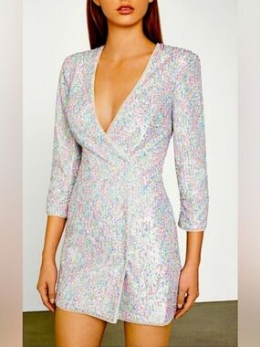 NWT BCBG MAXAZRIA Sequin formal blazer dress French Rose Pink Size Small Pastel